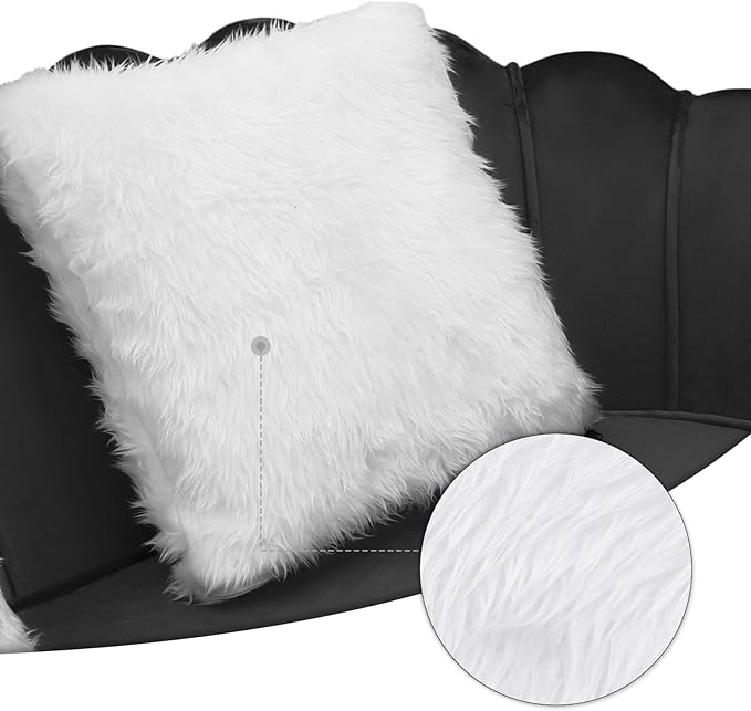 MoNiBloom 52" Black Velvet Loveseat Sofa with 2 Pillows, Modern 2-Seater Sofa Upholstered Tufted Love Seat Couch with Golden Metal Legs for Living Room Conference Room, 300 Lbs Capacity - LeafyLoom