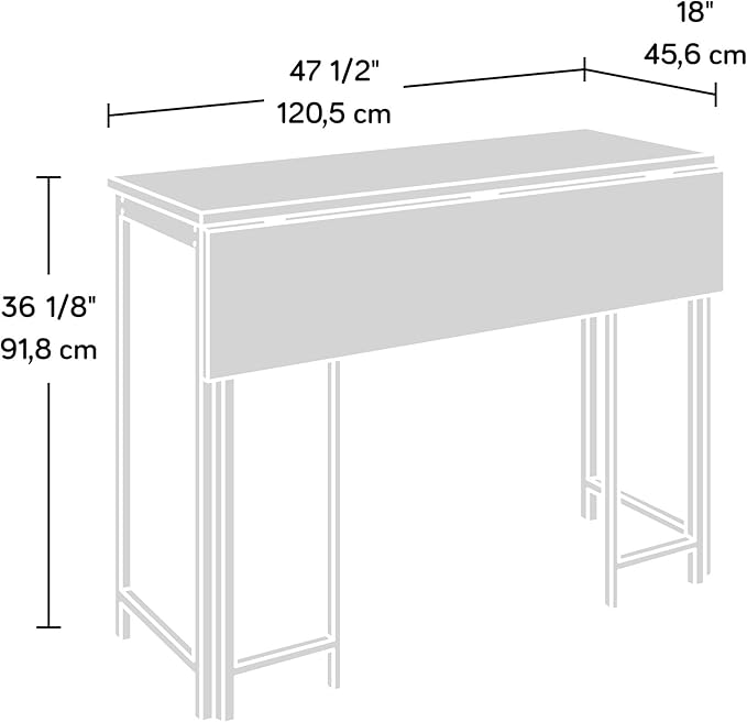 Sauder North Avenue Table with Drop Leaf, L: 47.50" x W: 28.38" x H: 36.13", Charter Oak Finish - LeafyLoom