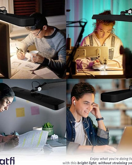 Neatfi (New Model) XL 2,500 Lumens LED Task Lamp with Clamp, 3 Light Modes, 3000-6000K Correlated Color Temperature, 30W Super Bright Desk Lamp, Dimmable, 162 Pcs SMD LED (CCT, Black) - LeafyLoom