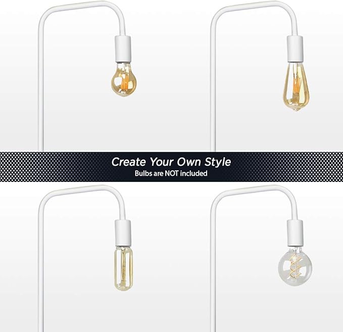 O’Bright Industrial Floor Lamp for Living Room, Metal Lamp, UL Certified Ceramic E26 Socket, Minimalist Design for Decorative Lighting, Stand Lamp for Bedroom/Office/Dorm, ETL Listed (White) - LeafyLoom