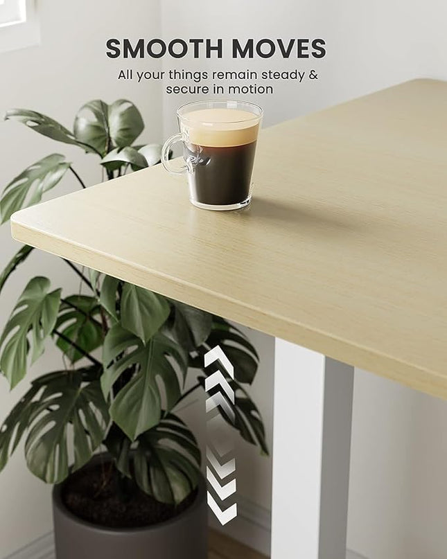ErGear Height Adjustable Electric Standing Desk, 48 x 24 Inches Sit Stand up Desk, Memory Computer Home Office Desk (Natural) - LeafyLoom