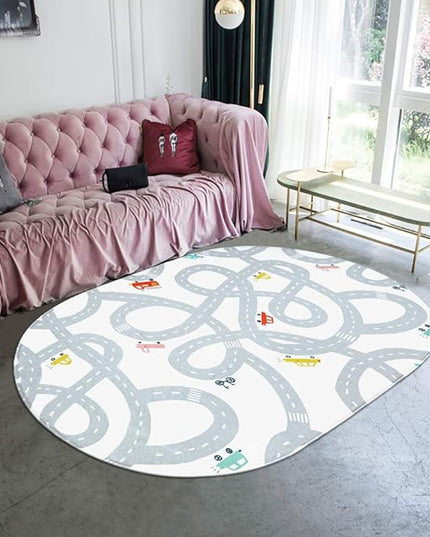 LIVEBOX Road Traffic Kids Play Area Rug 3'x5' Washable Playroom Educational & Fun with Cars and Toys Non-Slip Children Nursery Rugs for Living Room Bedroom Classroom Entryway Kids Tent - LeafyLoom