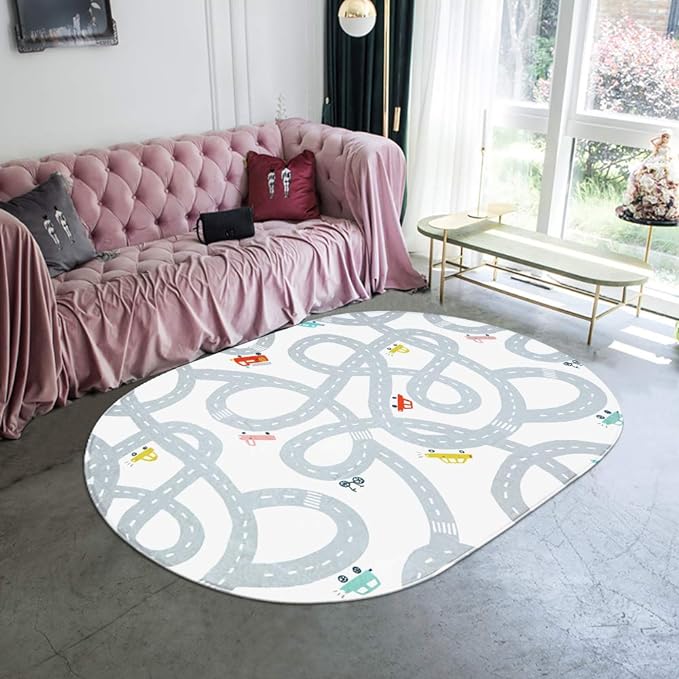 LIVEBOX Road Traffic Kids Play Area Rug 3'x5' Washable Playroom Educational & Fun with Cars and Toys Non-Slip Children Nursery Rugs for Living Room Bedroom Classroom Entryway Kids Tent - LeafyLoom