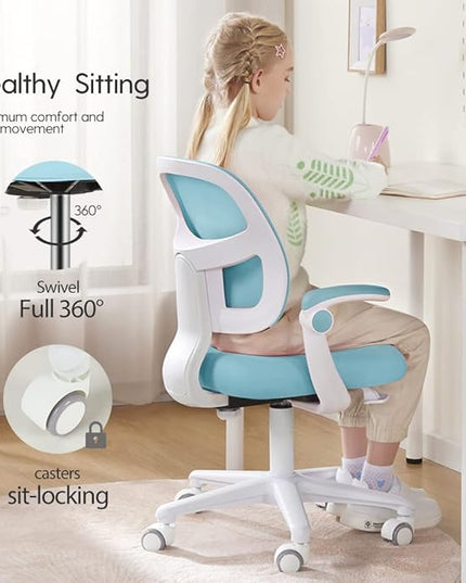 Kids Desk Chair, Height Adjustable Kids Chair, Ergonomically Designed Kids Computer Chair. Made Suitable for 4~12 Years Old Child, Light Blue - LeafyLoom