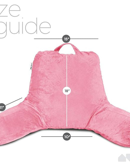 Milliard Reading Pillow with Shredded Memory Foam, Large Adult Backrest with Arms, Back Support for Sitting Up in Bed with Washable Cover (Sit up Pillow) Pink - LeafyLoom