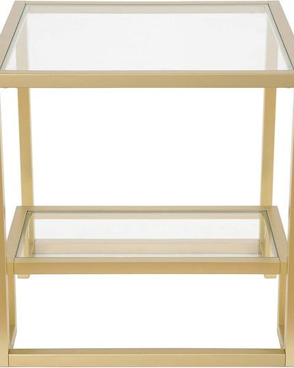 Henn&Hart Athena Side Table, 22" Wide, Gold - LeafyLoom