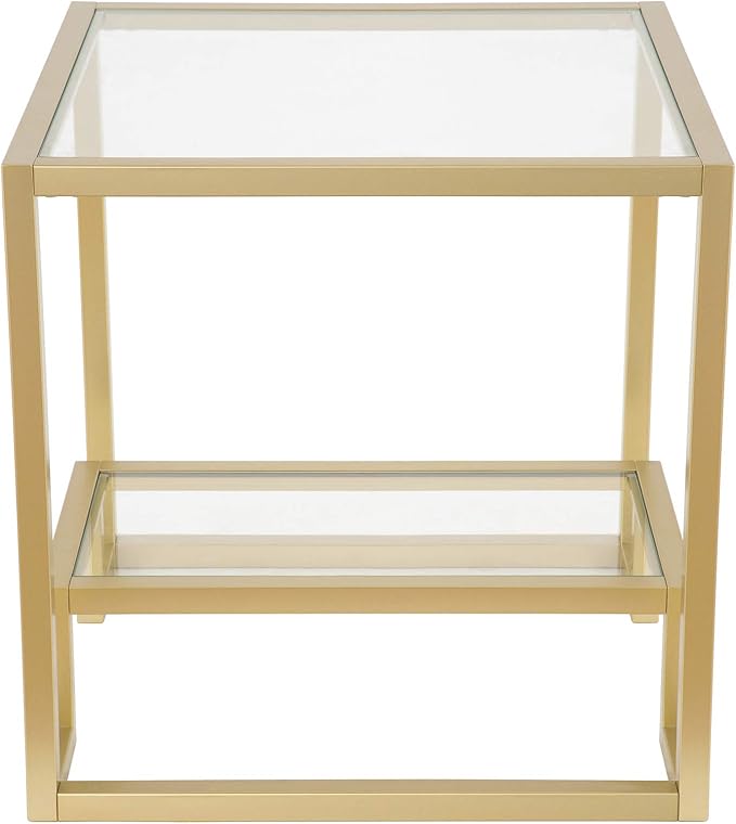 Henn&Hart Athena Side Table, 22" Wide, Gold - LeafyLoom
