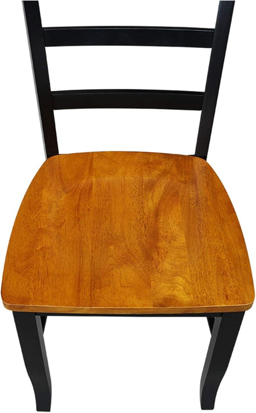 International Concepts Pair of Madrid LadderBack Chairs, Black/Cherry - LeafyLoom