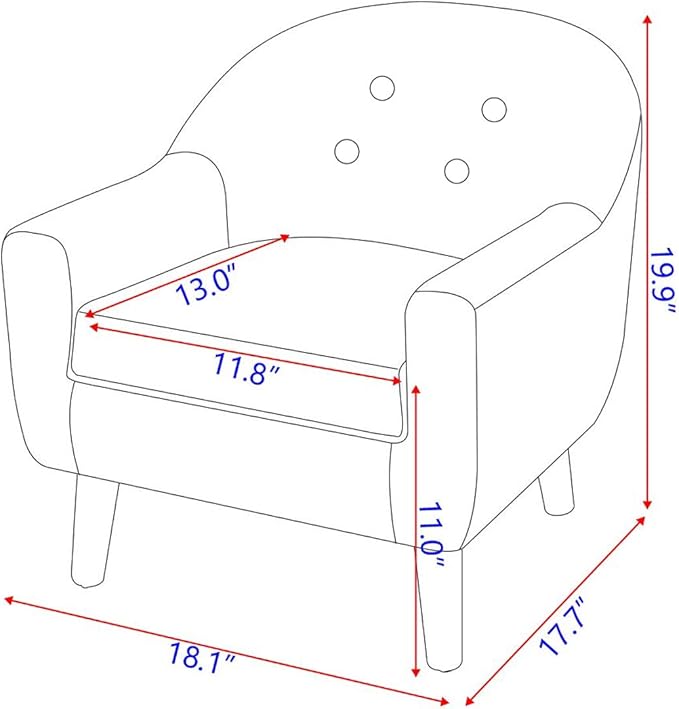 Single Linen Fabric Kids Armchair, Toddler Sofa and Couch with Wooden Legs, Children Chair Seat for Children Gift (Gray) - LeafyLoom