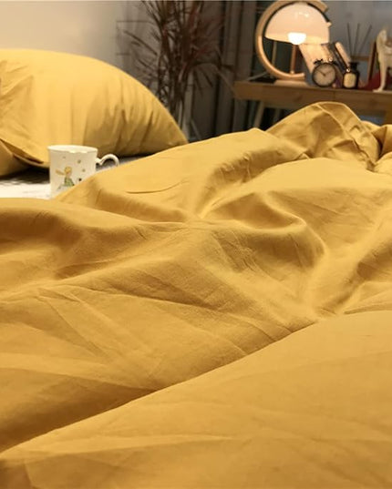 Mustard Yellow Comforter Sets Full Pure Deep Dark Yellow Bedding Set 3 Pieces Women Men Ginger Yellow Comforter Sets Lightweight Durable Yellow Blanket Full Quilts Breathable Bed Comforter Set - LeafyLoom