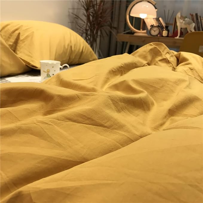 Mustard Yellow Comforter Sets Full Pure Deep Dark Yellow Bedding Set 3 Pieces Women Men Ginger Yellow Comforter Sets Lightweight Durable Yellow Blanket Full Quilts Breathable Bed Comforter Set - LeafyLoom