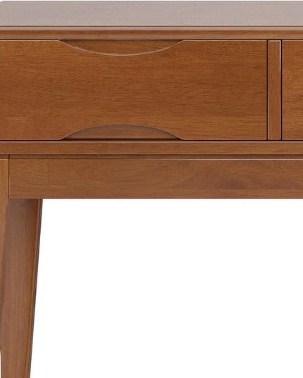 SIMPLIHOME Harper SOLID HARDWOOD 54 Inch Wide Mid Century Modern Console Sofa Table in Teak Brown, for The Living Room Entryway and Bedroom - LeafyLoom