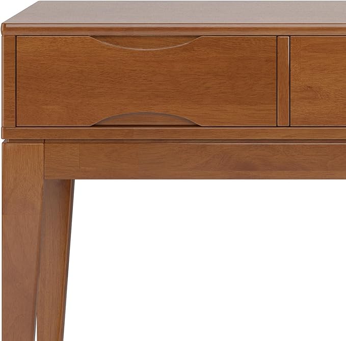 SIMPLIHOME Harper SOLID HARDWOOD 54 Inch Wide Mid Century Modern Console Sofa Table in Teak Brown, for The Living Room Entryway and Bedroom - LeafyLoom