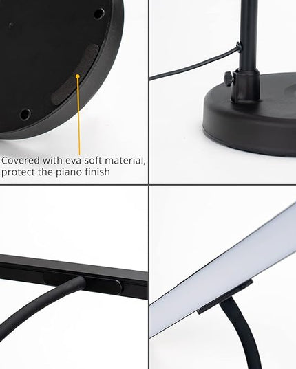 Piano Light for Grand/Upright & Digital Pianos, Piano Lamp with 3 Color Modes for Stand Pianos, Adjustable Height and Direction, Auto-Off Timer, Music Stand Light, Desk Lamp, Table Light - LeafyLoom