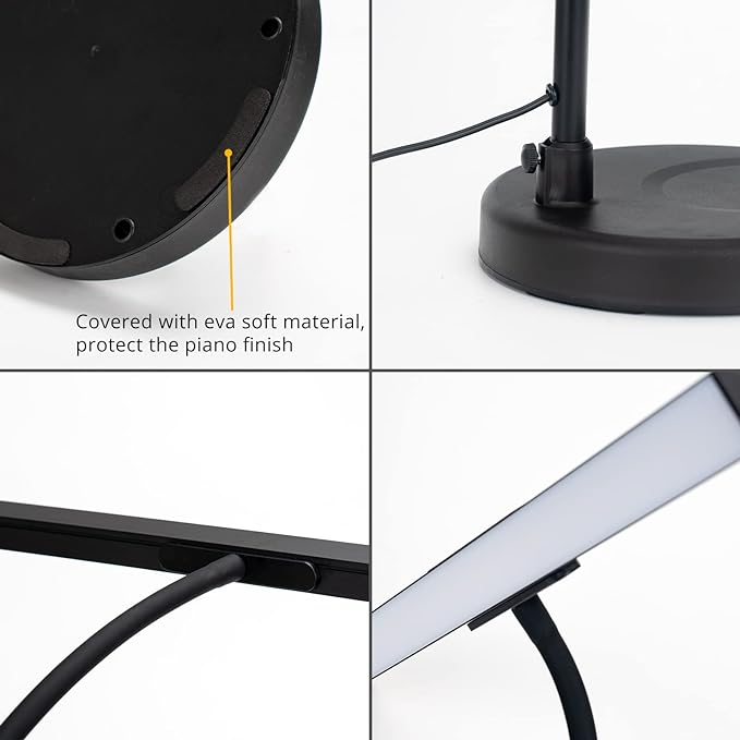 Piano Light for Grand/Upright & Digital Pianos, Piano Lamp with 3 Color Modes for Stand Pianos, Adjustable Height and Direction, Auto-Off Timer, Music Stand Light, Desk Lamp, Table Light - LeafyLoom