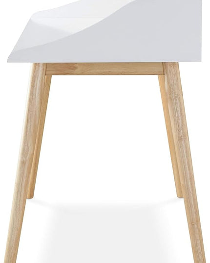 Alton Writing Computer Desk, Laptop PC Workstation, Retro Simple Study Table for Home Office, White - LeafyLoom