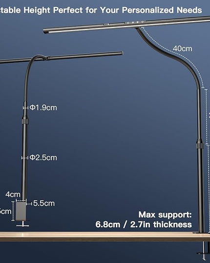 Desk Lamp, 31.5" LED Desk Lamp for Home Office,Gesture Sensing Control Desk Light, Dimmable & Color Temperature, Eye-Caring Office Lamp, Brightest Architect Lamp for Screen/Workbench - LeafyLoom