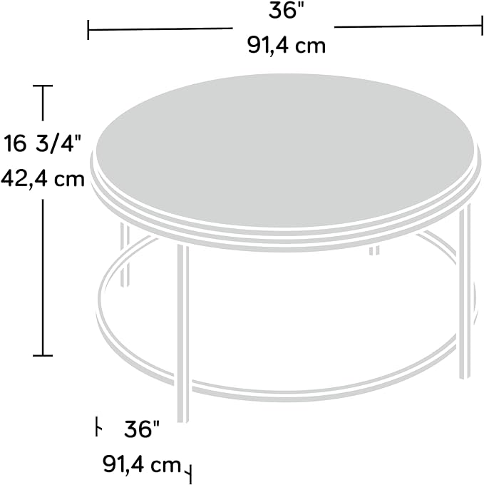 Sauder International Lux Coffee Table, L: 35.98" x W: 35.98" x H: 16.69", Sindoori Mango - LeafyLoom