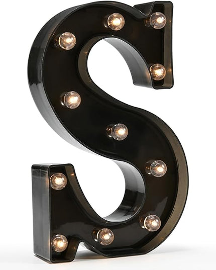 Light Up Black Alphabet Marquee Letters Sign LED Marquee Number Lights Sign for Night Light Home Bar Christmas Lamp Birthday Party Wedding Decoration S - LeafyLoom