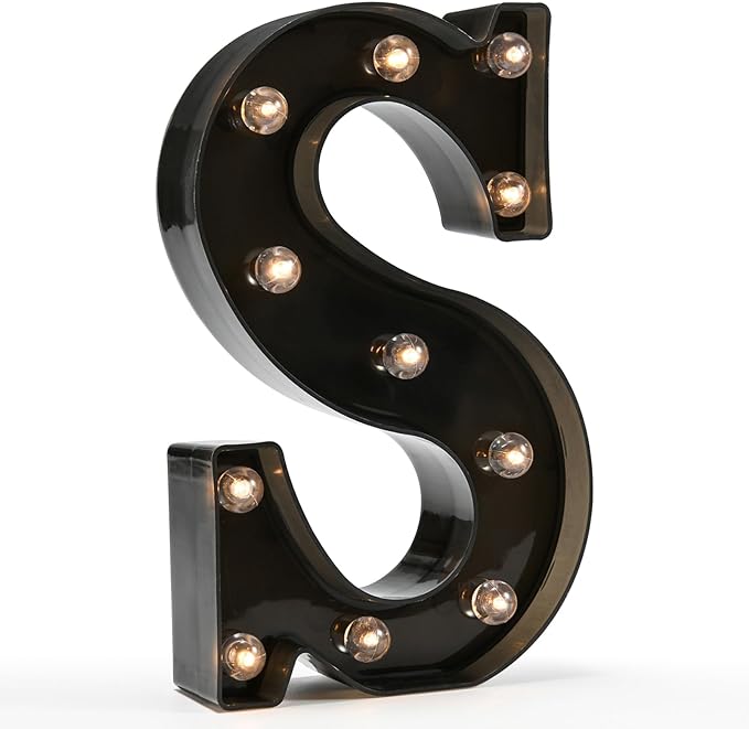 Light Up Black Alphabet Marquee Letters Sign LED Marquee Number Lights Sign for Night Light Home Bar Christmas Lamp Birthday Party Wedding Decoration S - LeafyLoom