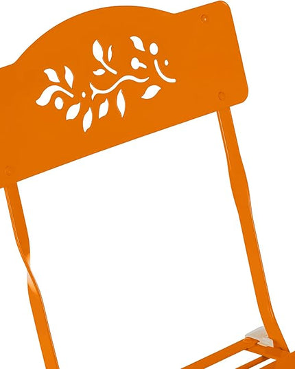Alpine Corporation Indoor/Outdoor 3-Piece Bistro Set Folding Table and Chairs Patio Seating, Each, Orange - LeafyLoom
