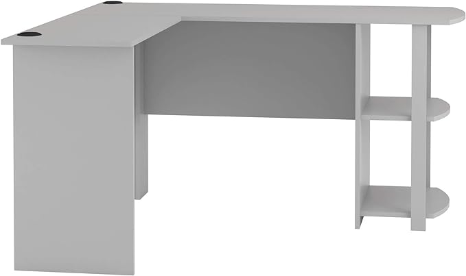 Ameriwood Home Dakota L-Shaped Desk with Bookshelves, Dove Gray - LeafyLoom