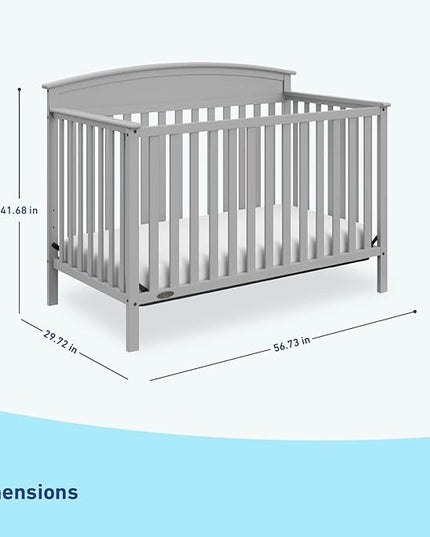 Graco Benton 5-in-1 Convertible Crib (Pebble Gray) – GREENGUARD Gold Certified, Converts from Baby Crib to Toddler Bed, Daybed and Full-Size Bed, Fits Standard Full-Size Crib Mattress - LeafyLoom
