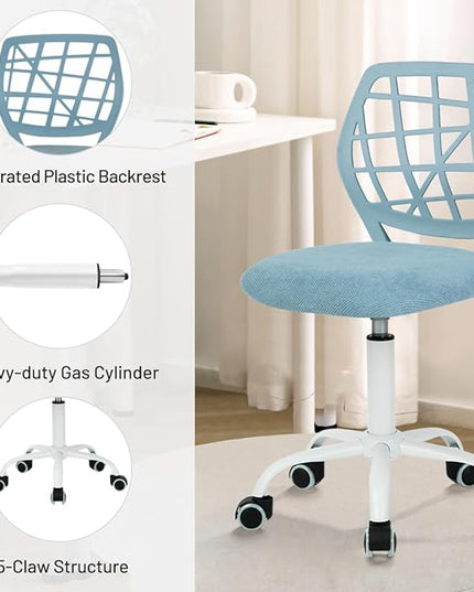 FurnitureR Child Desk Chair Office Chair Adjustable Kids Computer Task Chair Desk Chairs Swivel Armless Children Study Chair with Rolling Wheels, Light Blue - LeafyLoom