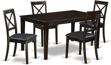 East West Furniture CABO5S-CAP-LC Capri 5 Piece Room Set Includes a Rectangle Wooden Table and 4 Faux Leather Kitchen Dining Chairs, 36x60 Inch - LeafyLoom