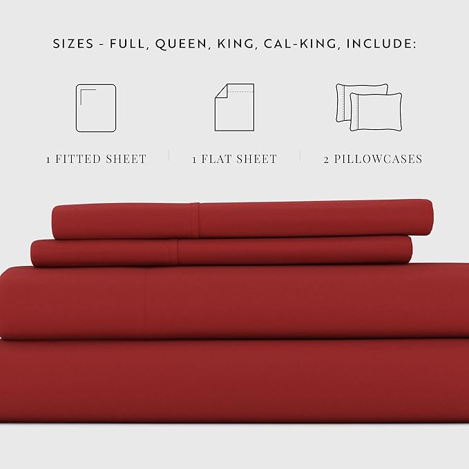Linen Market Bed Sheets for King Size Bed (Burgundy) - Sleep Better Than Ever with These Soft and Cooling King Sheets - Deep Pocket Fits 16" Thick Beds - 4 Piece King Sheet Set - LeafyLoom