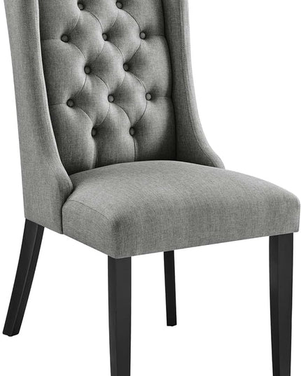 Modway Baronet Button Tufted Fabric, One Dining Chair, Light Gray - LeafyLoom