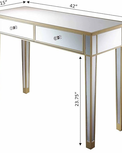 Convenience Concepts Gold Coast Desk, Champagne/Mirror - LeafyLoom