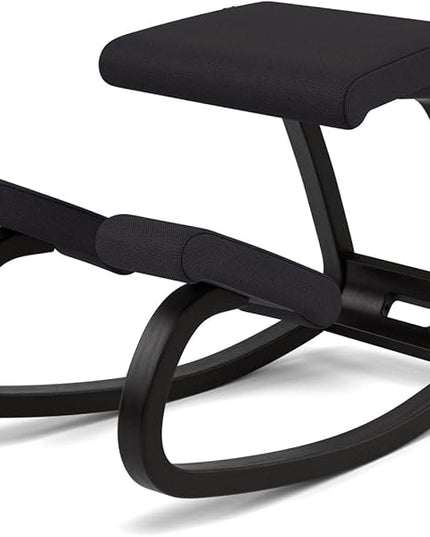 Varier Variable Balans Original Kneeling Chair Designed by Peter Opsvik (Black Revive Fabric with Black Ash Base) - LeafyLoom