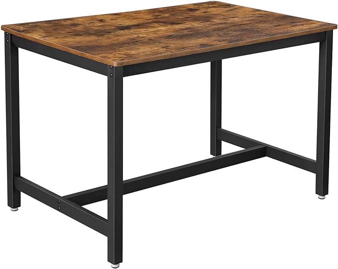 VASAGLE 47 Inches Dining Room Table for 4, Industrial Style with Heavy Duty Metal Frame, 47.2 x 29.5 x 29.5 Inches, Brown - LeafyLoom