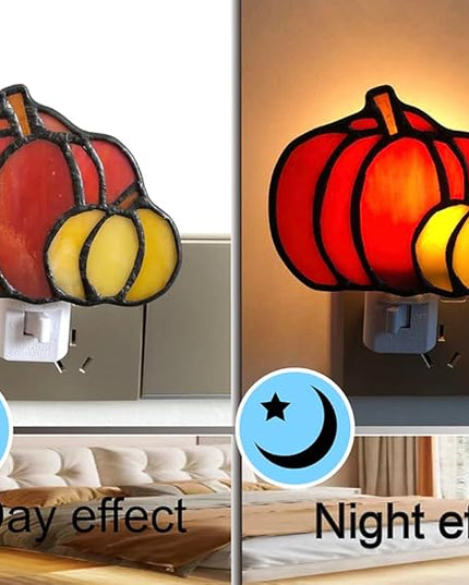 Stained Glass pumpkin night light is suitable for bedroom, study and children's room. They are gifts for mothers, family and friends. - LeafyLoom