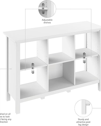 Bush Furniture Broadview 6 Cube Organizer in Pure White - LeafyLoom