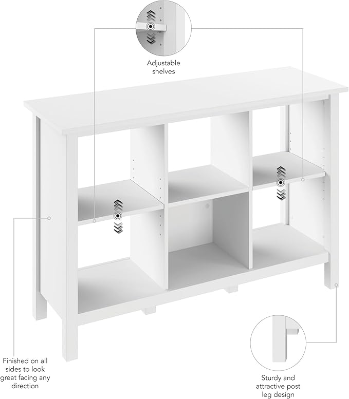 Bush Furniture Broadview 6 Cube Organizer in Pure White - LeafyLoom