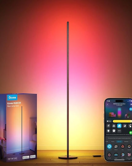Govee RGBIC Floor Lamp, LED Corner Lamp Works with Alexa, 1000 Lumen Smart Modern Floor Lamp with Music Sync and 16 Million DIY Colors, Color Changing Standing Floor Lamp for Bedroom Living Room Black Govee