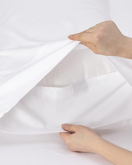 Bedsure Queen Sheets, Rayon Derived from Bamboo, Queen Cooling Sheet Set, Deep Pocket Up to 16", Breathable & Soft Bed Sheets, Hotel Luxury Silky Bedding Sheets & Pillowcases, White - LeafyLoom