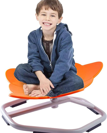 Autism Kids Swivel Chair, Spinning Chair for Kids Sensory, Kids Swivel Chair Sensory, Sensory Toy Chair, Carousel Spin Sensory Chair, Training Body Coordination (Orange) - LeafyLoom