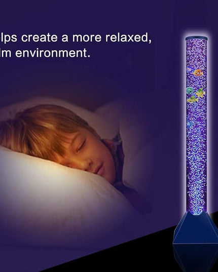 MOONSAY Large LED Fish Lamp Tube - 3.3FT Sensory Bubble Lamp with Moving Fish & 20 Color Remote for ADHA & Autism Children - Color Change Aquarime Lamp for Home Décor - LeafyLoom
