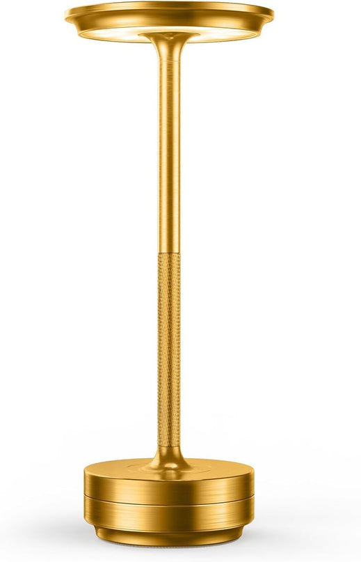 LED Rechargeable Cordless Table Lamp, Battery Operated Stepless Dimming Modern Portable Outdoor Table Light for Dining Restaurant Patio[Burnished Gold]… - LeafyLoom