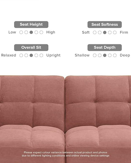 mopio Aaron Couch, Small Sofa, Futon, Sofa Bed, Sleeper Sofa, Loveseat, Mid Century Modern Futon Couch, Sofa Cama, Couches for Living Room, Bedroom (Old Rosa, Velvet) - LeafyLoom