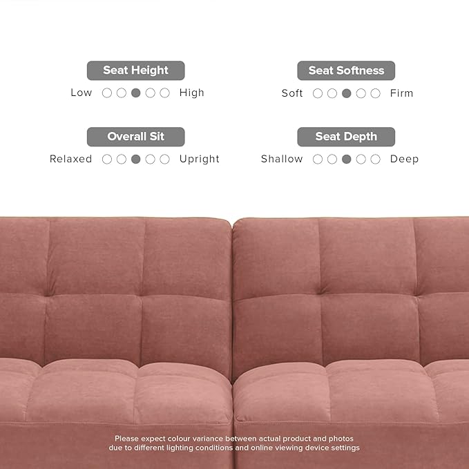 mopio Aaron Couch, Small Sofa, Futon, Sofa Bed, Sleeper Sofa, Loveseat, Mid Century Modern Futon Couch, Sofa Cama, Couches for Living Room, Bedroom (Old Rosa, Velvet) - LeafyLoom