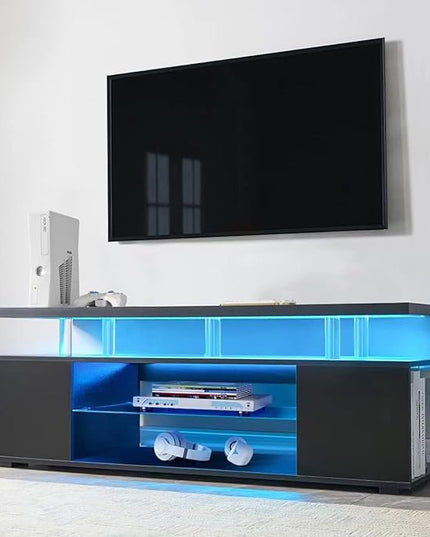 NicBex TV Stand for 70 Inch TV LED Gaming Entertainment Center Media Storage Console Table with Large Sliding Drawer & Side Cabinet for Living Room,Bedroom,63 Inch,Black - LeafyLoom