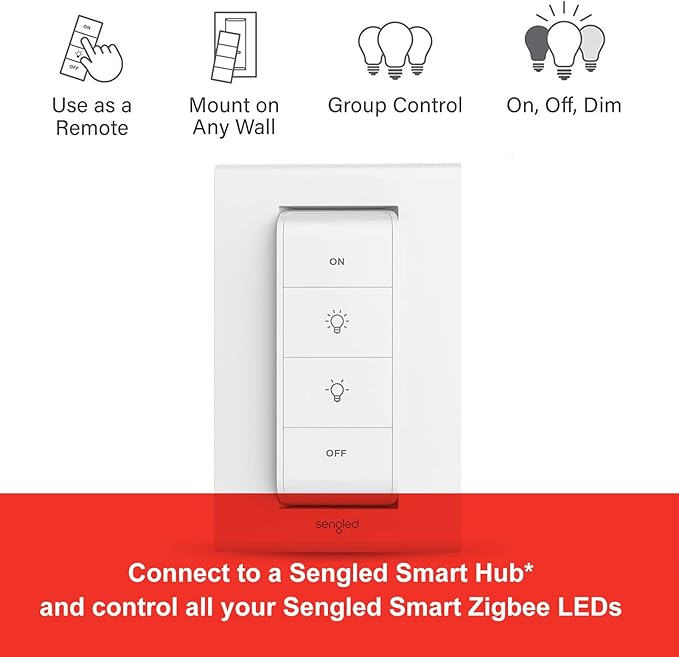 Sengled Color Changing Bulbs That Works with Alexa, Google Home, 3 Pack Starter Kit with Smart Switch, RGB Light A19 E26 Dimmable LED 60W Equivalent, 800LM, 5 Piece Set, White, 3 Count Sengled