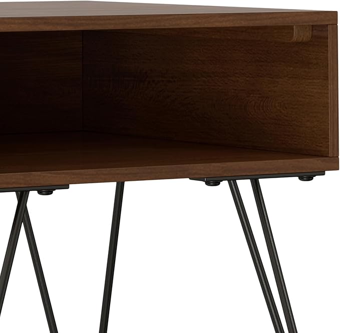 SIMPLIHOME Hunter End Table, 22 inch, Walnut Veneer - LeafyLoom