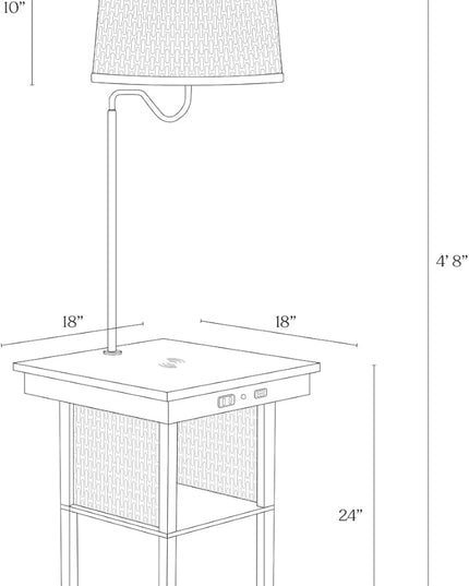 Brightech Madison w. Table & Lamp Combo, Desk Lamp with Wireless Charging Pad and USB Port, Bedside Reading Lamp, Nightstand Lamp with LED Bulb for Bedroom, Living Room, Office - Classic Black - LeafyLoom