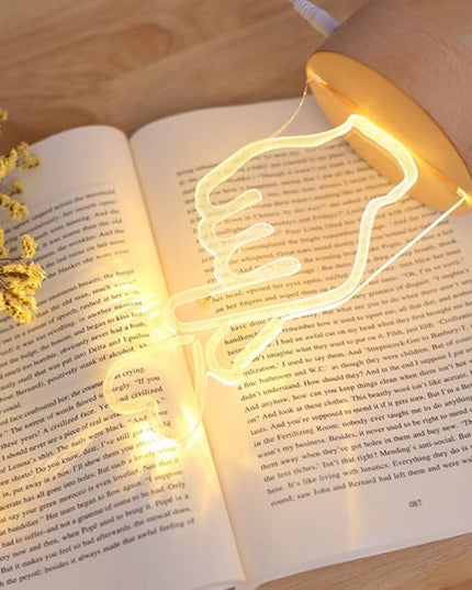 OSALADI Finger Heart Night Light, 3D Pattern Desk Table Lamp USB Charging, Acrylic Button Desk Lamp for Living Room Home Bedroom - LeafyLoom