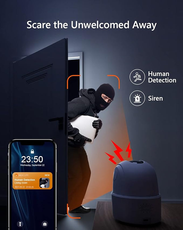 Imou 2K WiFi Security Camera Indoor Pet Dog Baby Camera with AI Human/Motion/Sound Detection, 360° Wireless IP Home Security Camera, Smart Tracking, Siren, Night Vision, 2-Way Audio, Works with Alexa Imou